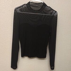 Elegant Black Sheer Women's Top